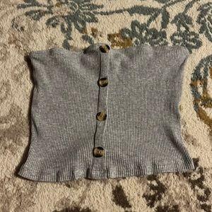 grey tubetob with brown buttons